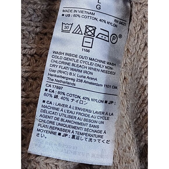 Banana Republic Sweater Womens Khaki Mock Neck Cable Knit Size Large - Picture 5 of 6